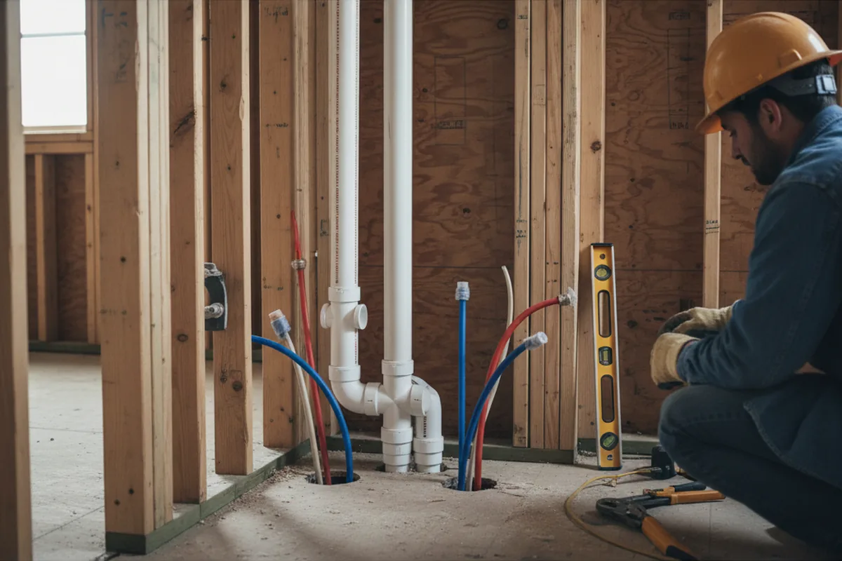 Drain and supply rough-in during Garbage Disposal Repair in Cologne